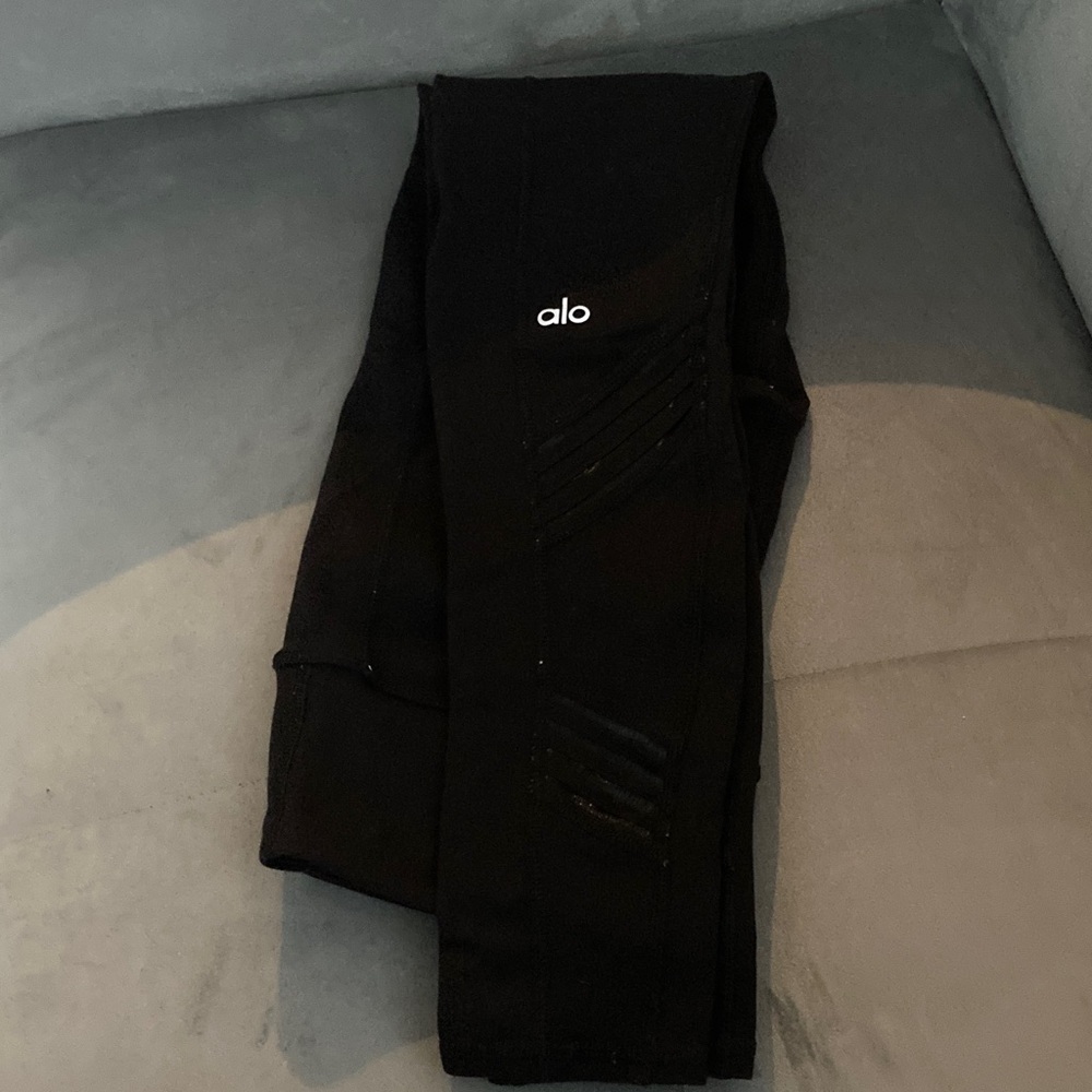 ALO Yoga Black Leggings with White Logo